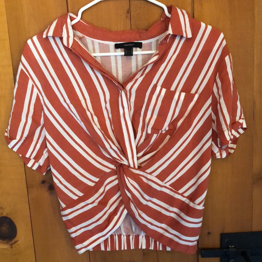 🔴Striped Button Up Top